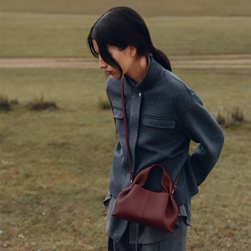Polene Cloud Bag Genuine Leather Poleno Paris Women Fashion Dumpling Bag Underarm Hand Shoulder Bag - Image 3