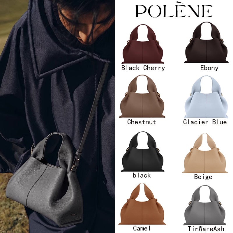Polene Cloud Bag Genuine Leather Poleno Paris Women Fashion Dumpling Bag Underarm Hand Shoulder Bag - Image 2