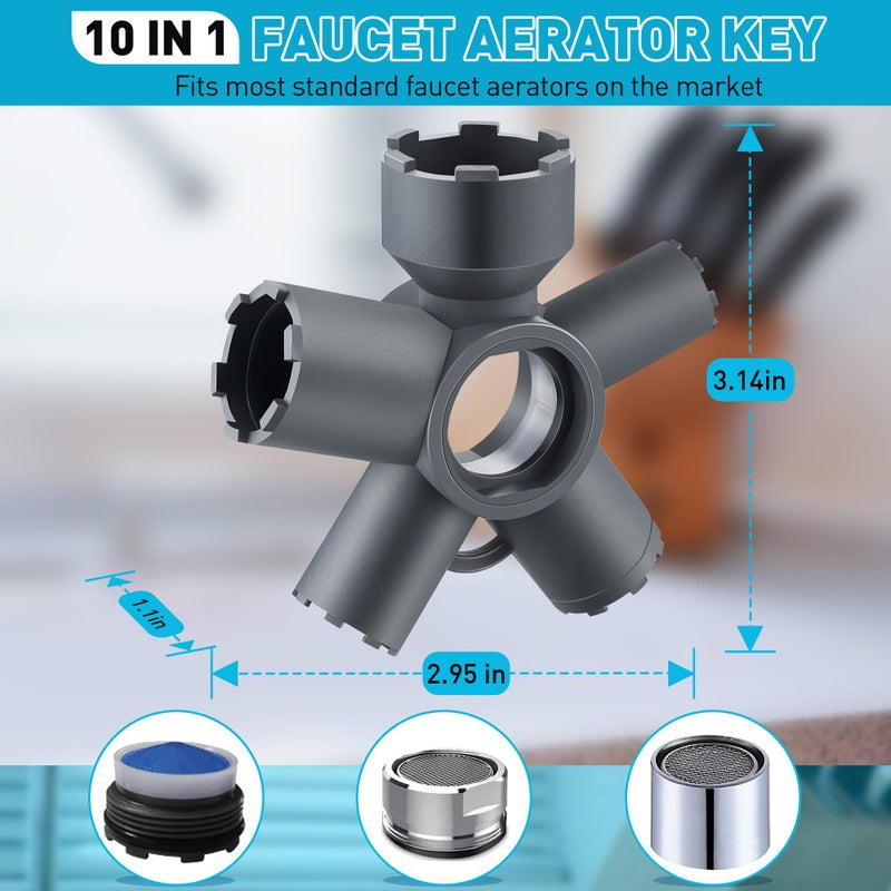 Enhon 10 In 1 Faucet Aerator Key for Sink Faucet Aerator Removal Tool, Screen Removal Tool (Cut Edge & Round), M16.5/M21.5/M22/M24/M28, Ideal Repairs Replacement for Bathroom - Image 2
