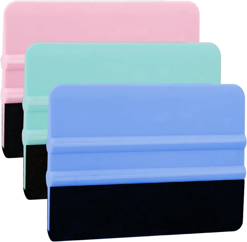 BRITECO 3-Pack Vinyl Squeegee Tool Set - Professional Wrapping Tools for Vinyl, Window Tint, Decals - Includes Felt Edge Squeegee, Microfiber Cleaning Cloth, Durable Plastic Card for Smooth Application, Bubb - Image 1