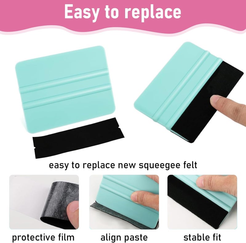 BRITECO 3-Pack Vinyl Squeegee Tool Set - Professional Wrapping Tools for Vinyl, Window Tint, Decals - Includes Felt Edge Squeegee, Microfiber Cleaning Cloth, Durable Plastic Card for Smooth Application, Bubb - Image 3