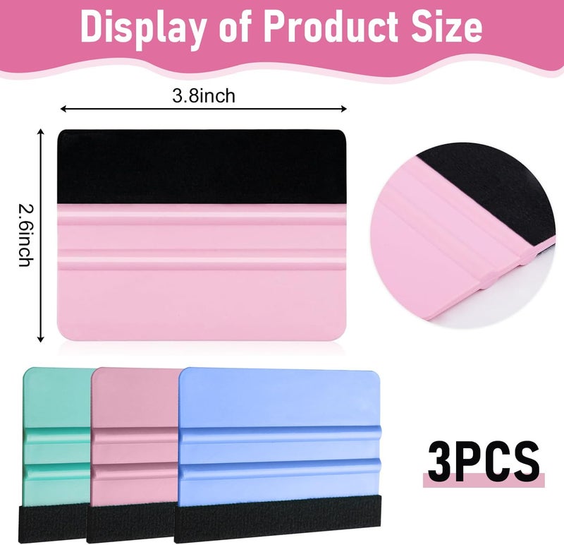 BRITECO 3-Pack Vinyl Squeegee Tool Set - Professional Wrapping Tools for Vinyl, Window Tint, Decals - Includes Felt Edge Squeegee, Microfiber Cleaning Cloth, Durable Plastic Card for Smooth Application, Bubb - Image 2
