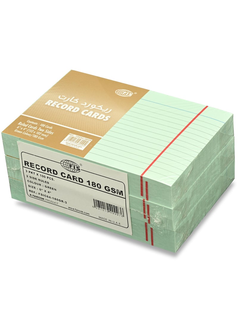 FIS® Record Cards, Size:152.4x101.6mm, (6”x4” Inches), Paper Weight 180gsm, Single Ruled Both Sides,Packet of 3 Pieces, Green Color-FSIC64-180GR-3 - Image 3