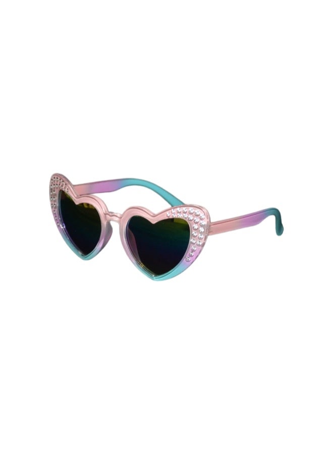 Five dream house Kids UV400 Protection with Light Weight Eyewear, 3D Rhinestone Heart Butterfly Kids Sunglasses Set, Glitter Gradient Portable Hard Storage Case - Image 2