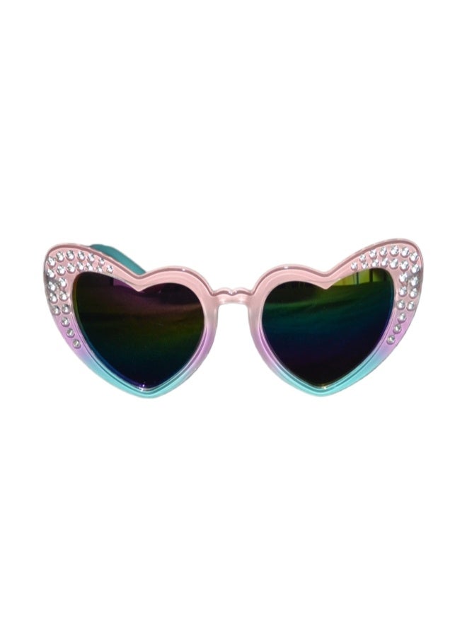 Five dream house Kids UV400 Protection with Light Weight Eyewear, 3D Rhinestone Heart Butterfly Kids Sunglasses Set, Glitter Gradient Portable Hard Storage Case - Image 3
