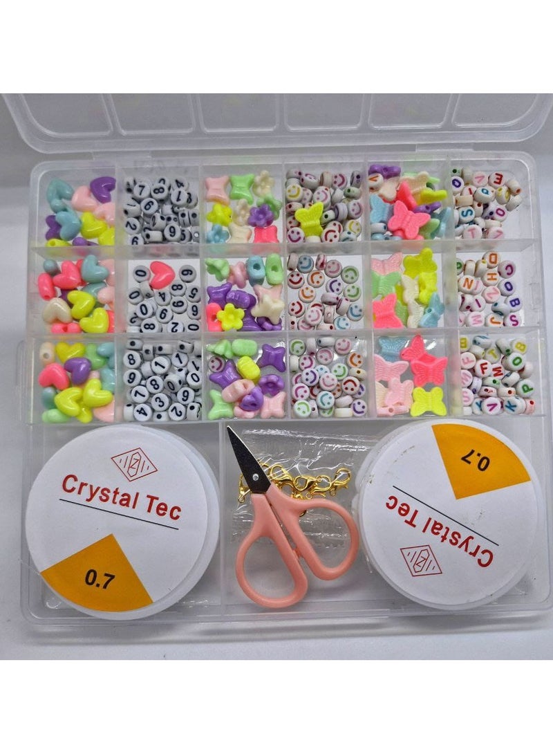 beads set 24 box medium size  with 2 thread reels and scissors