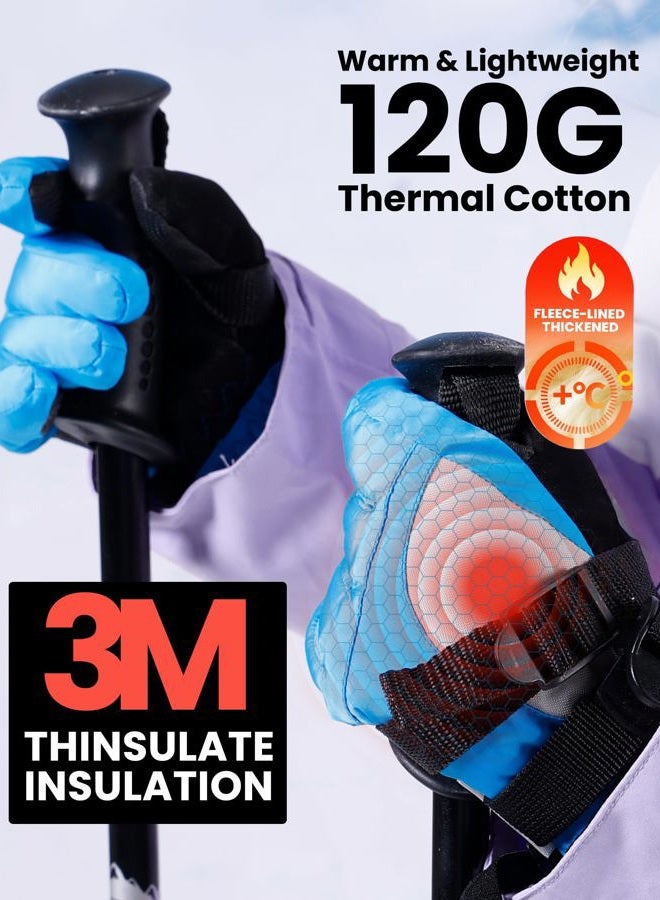 OutdoorMaster Kids Ski Snow Gloves, 3M Thinsulate Winter Windproof Waterproof Thermal Gloves for Boys & Girls, Fits Youth Winter Sports, Skiing, Snowboard - Image 2
