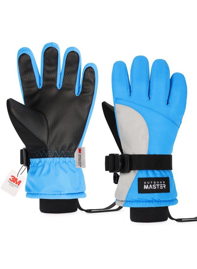OutdoorMaster Kids Ski Snow Gloves, 3M Thinsulate Winter Windproof Waterproof Thermal Gloves for Boys & Girls, Fits Youth Winter Sports, Skiing, Snowboard - Image 1