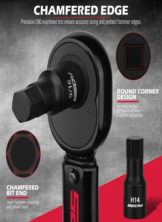 سيدي طقم مفكات سداسية الرأس: 36 قطعة مع 4 محولات، طقم مفكات سداسية الرأس من درايف ماستر، مقاس 1/4 بوصة، 3/8 بوصة، 1/2 بوصة، SAE والقياسات المترية، ارتفاع 5-19 بوصة، و3/4 بوصة - 5/64 بوصة، حقيبة تخزين متينة، ميكانيكي سيارات - Image 4