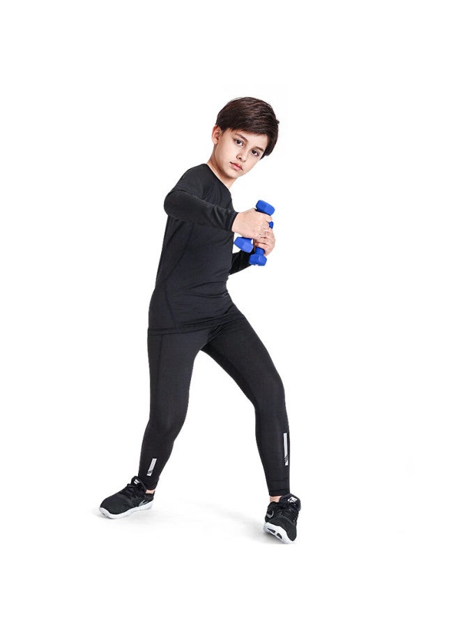 Fandimu Children's Sports Set For Boys, Tight-fitting Breathable Track And Field Training Running Youth Undershirt Basketball Uniform Four-piece Set - Image 5