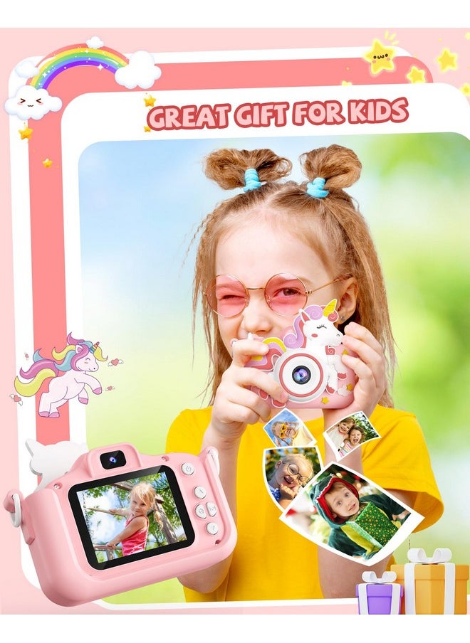 Kikapabi - Unicorn Kids Camera Toys Selfie Digital Camera For Kids Age 3 10 Toddlers Video Camera With 32G Sd Card Christmas Birthday Gifts For Girls Age 3 4 5 6 7 8 9 10 - Image 1