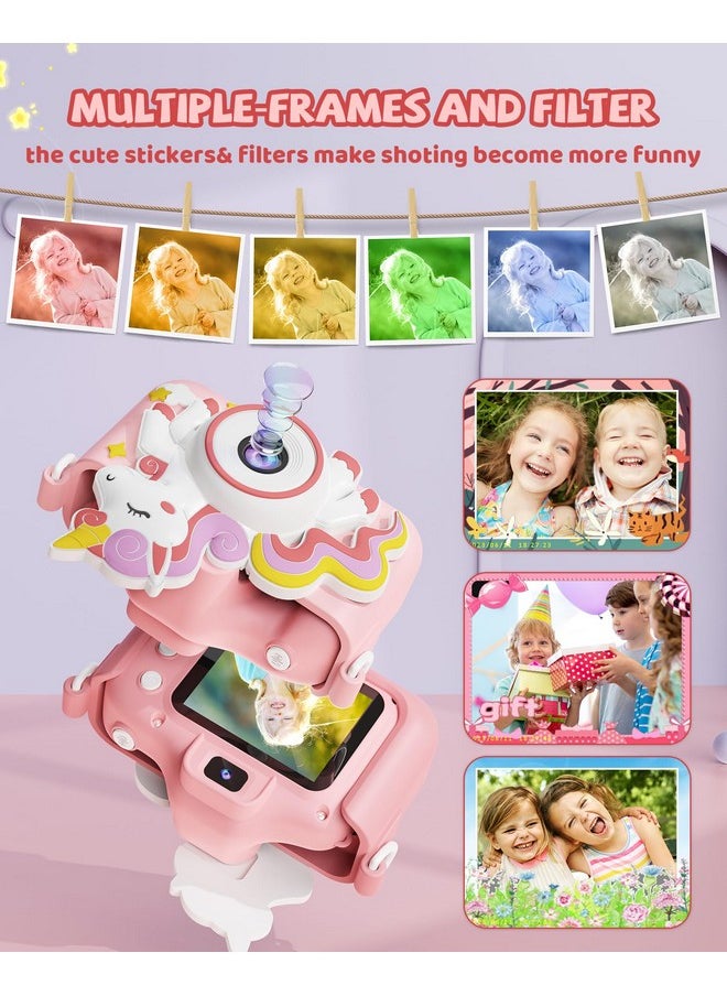 Kikapabi - Unicorn Kids Camera Toys Selfie Digital Camera For Kids Age 3 10 Toddlers Video Camera With 32G Sd Card Christmas Birthday Gifts For Girls Age 3 4 5 6 7 8 9 10 - Image 1
