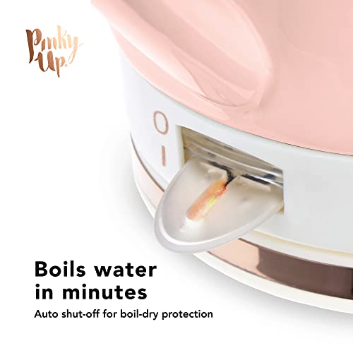 Pinky Up Noelle 1.5 L Pink Electric Ceramic Kettle with Gooseneck, Cute Water Boiler for Hot Teas and Pour Over Coffee, Blush with Rose Gold - Image 3