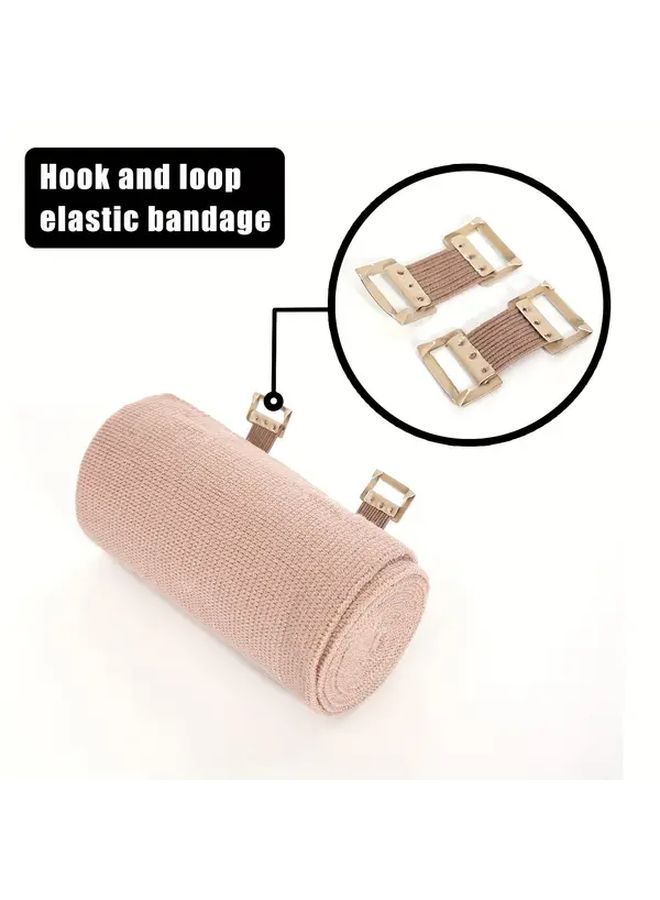 4 Packs Brown Spandex Elastic Bandages 3 And 4 Inches Reusable With Clip Closure - Image 2