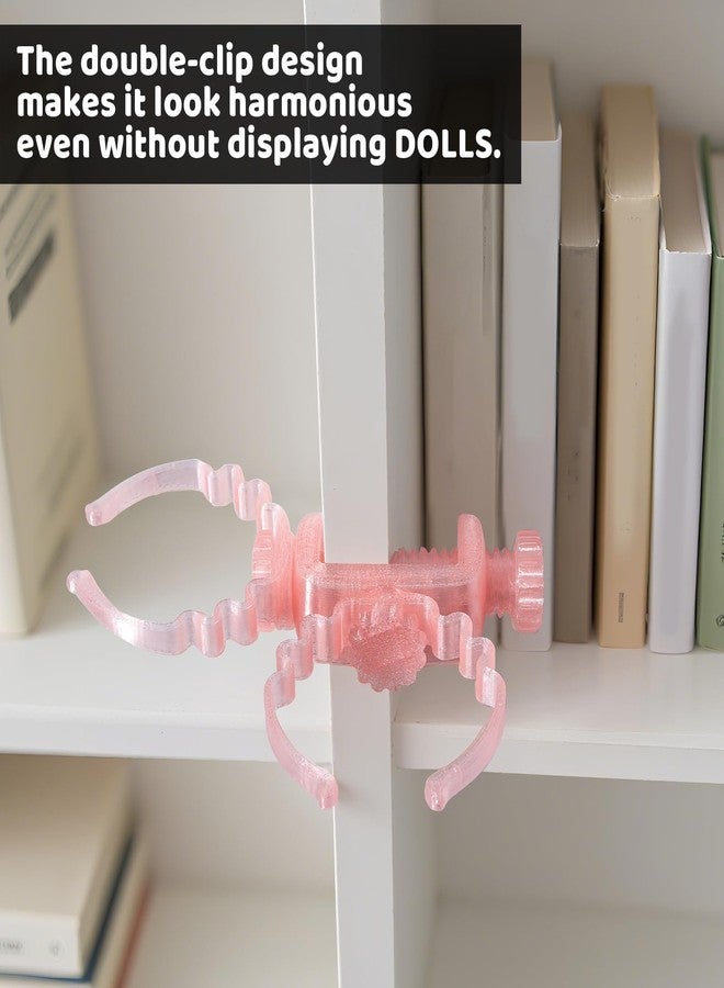 MDOWOK Twin-Hook Display Stand for LABU Doll Stand - Adjustable Screw Mount for 0.3-1.02" Bookcase Sides, Shelves & Desk Edges Damage-Free Installation & Gift Packaging (PINK&PURPLE&TEAL 3 SET) - Image 3