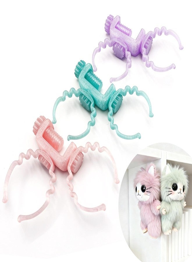MDOWOK Twin-Hook Display Stand for LABU Doll Stand - Adjustable Screw Mount for 0.3-1.02" Bookcase Sides, Shelves & Desk Edges Damage-Free Installation & Gift Packaging (PINK&PURPLE&TEAL 3 SET) - Image 1