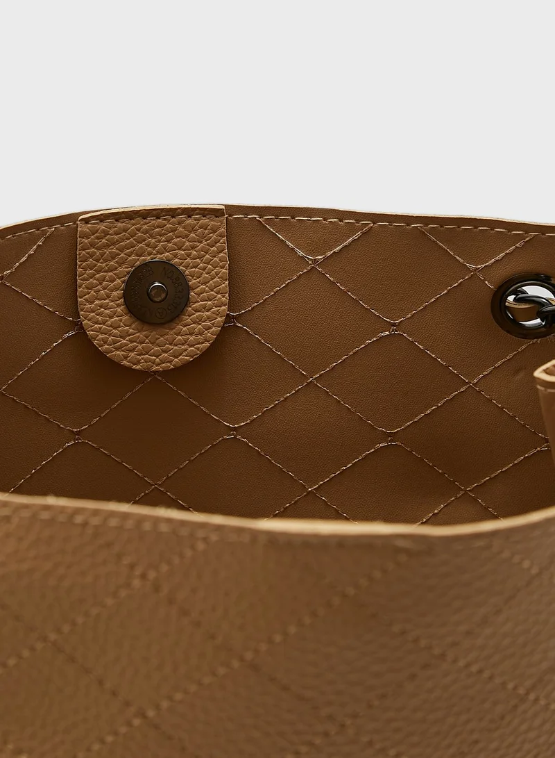 ELLA Quilted Chain Handle Tote Handbag