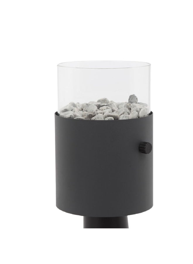 Oripower - 600W Metal Round Shape Table Top Gas Fire Pit with Adjustable Flame Black and Clear TP1202 - Image 1