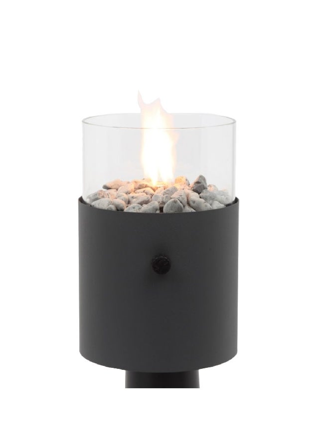Oripower - 600W Metal Round Shape Table Top Gas Fire Pit with Adjustable Flame Black and Clear TP1202 - Image 1