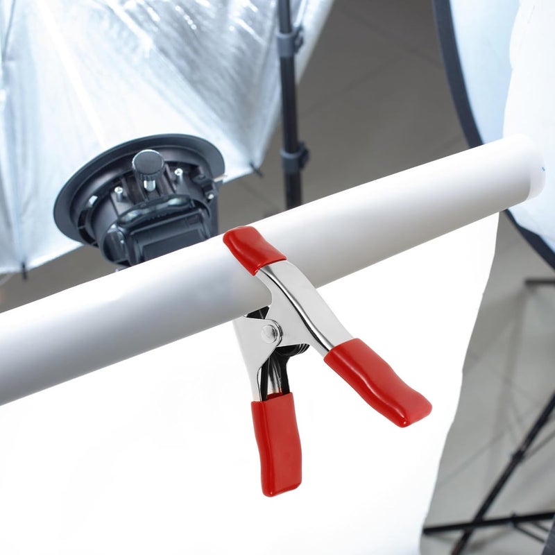 مشابك إطارات قوية لأرفف الخلفيات والأعمال الخشبية، مشابك حمراء مغطاة بالـ PVC بقطر 4 بوصات للتصوير الفوتوغرافي والحرف اليدوية وتحسين المنزل - Image 5
