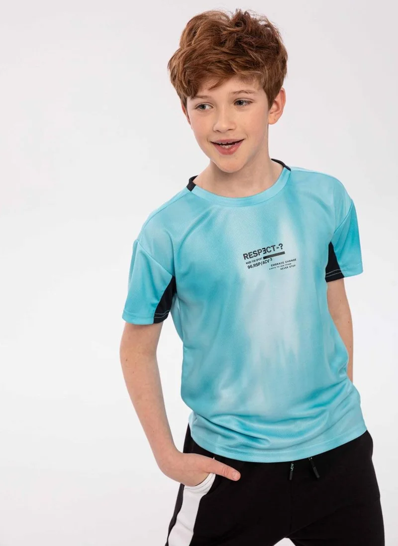 MINOTI Boys sports mesh t-shirt contrast panels mint