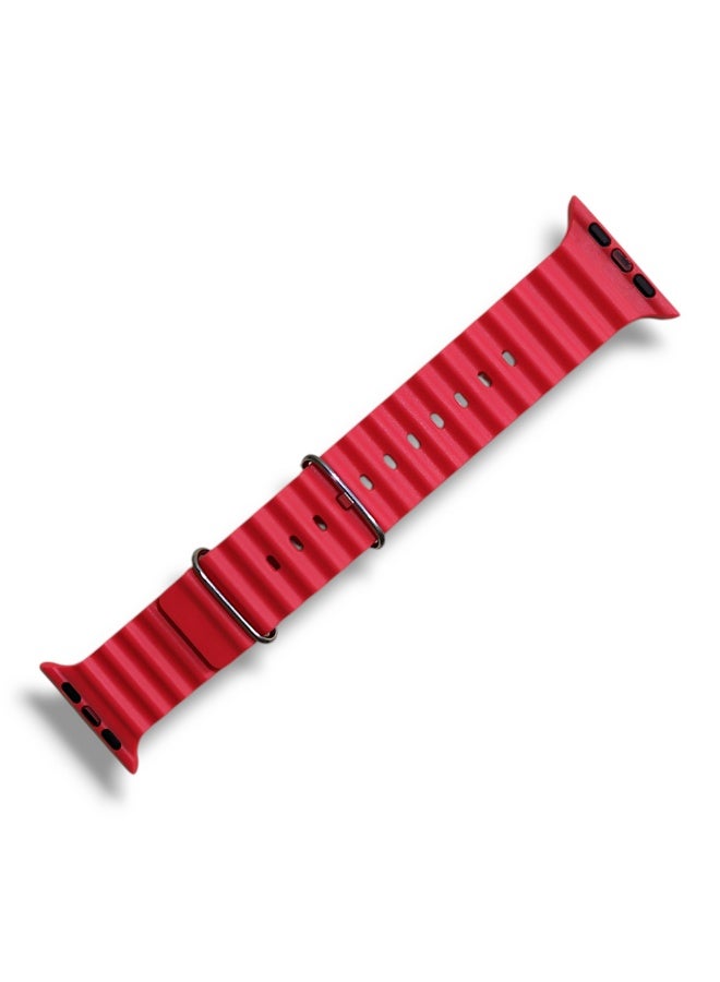 سوار سيليكون لساعات الذكية مقاس 42-49 ملم لون احمر - Image 1