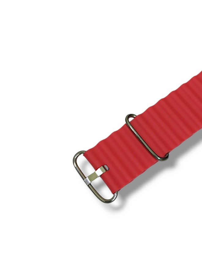 سوار سيليكون لساعات الذكية مقاس 42-49 ملم لون احمر - Image 3