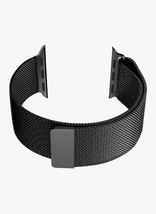 Milanese Stainless Steel Wrist Band For Apple Watch Series 5/6/7 42/44/45mm Black - Image 2