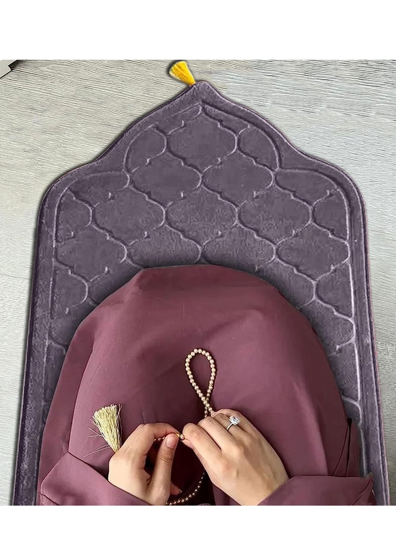 Fabienne Embossed Prayer Mat Anti-Slip Velvet Top Islamic Prayer Mat New Design Thick Padded Sajadah Prayer Rug for Men Women Eid Gift Ramadan Brown 70 x 110 cm  - Image 5