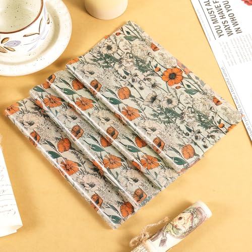 Fabllewavi 150 Sheets Orange Wildflower Garden Floral Wax Paper for Food Deli, 9.8'' x 8.3'' Retro Floral Greaseproof Deli Paper for Sandwich Picnic Basket Liner Birthday Party Supplies - Image 3