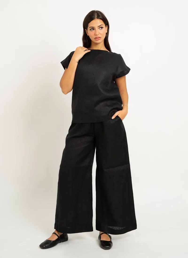 Kaafmeem Black Linen Light Set
