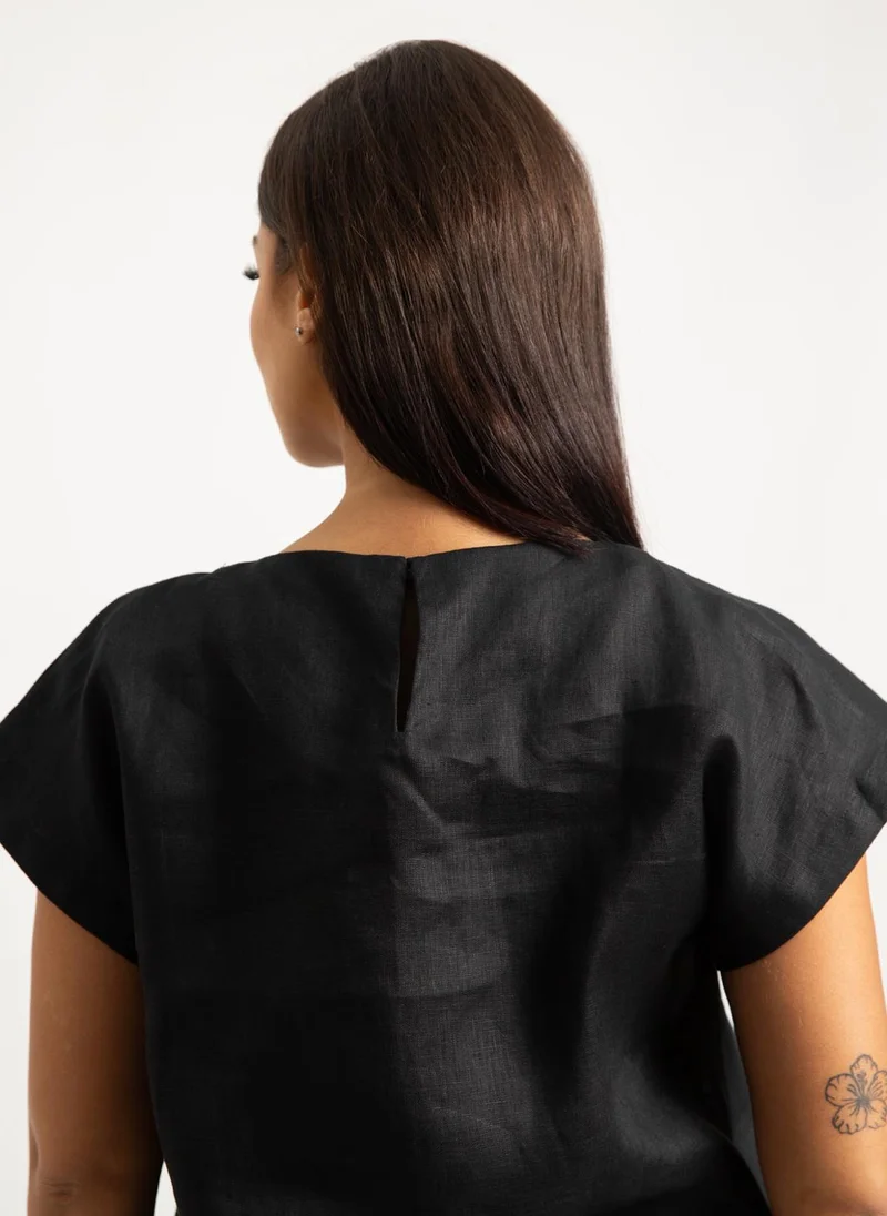 Kaafmeem Black Linen Light Set