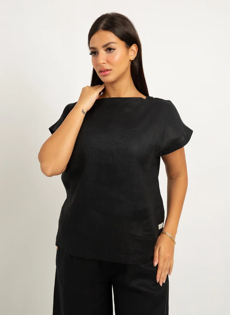 Kaafmeem Black Linen Light Set