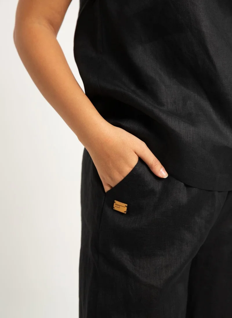 Kaafmeem Black Linen Light Set