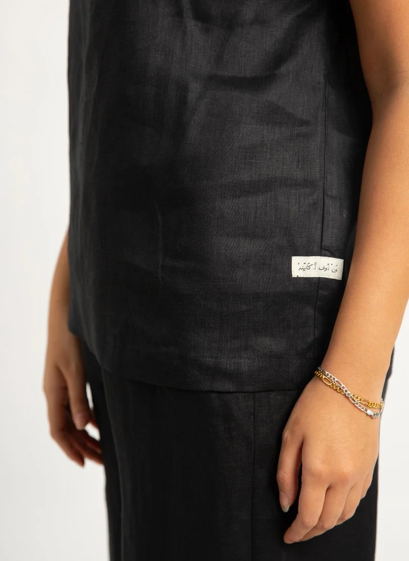 Kaafmeem Black Linen Light Set