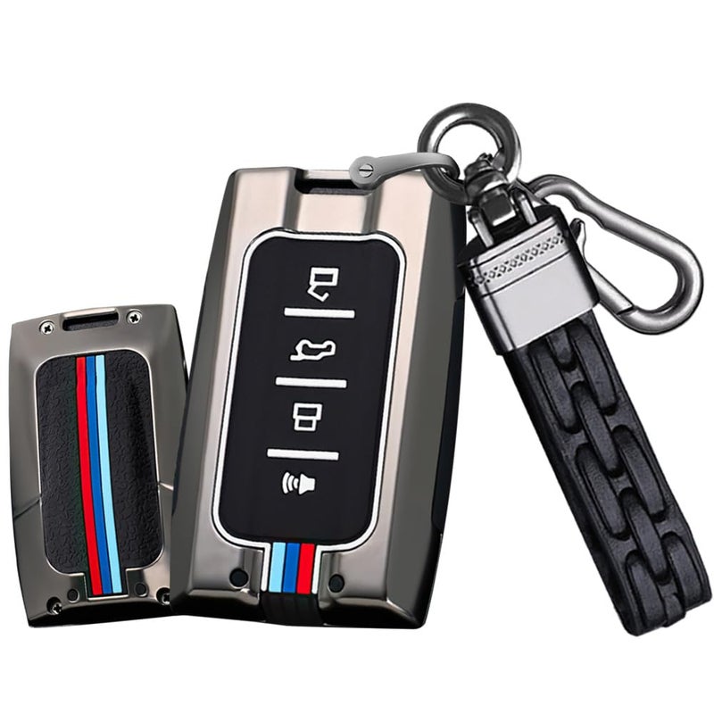 TECART TECART Zinc Alloy Key Fob Cover with Keychain Fit for Tank 300 500 Tank300 Tank500 4 Button Car Key Case Key Cover Black - Image 1
