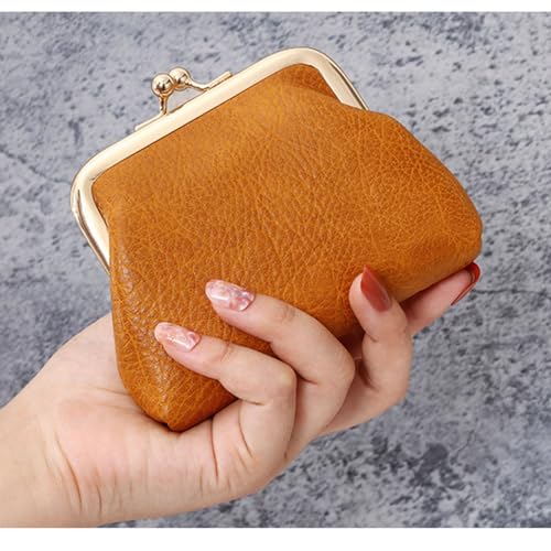 Lavogel Coin Purse, Kiss Lock Coin Purse for Women, Large Capacity Coin Pouch,Vintage Change Purse Cute Car Coin Holder for Women (1-Brown) - Image 2