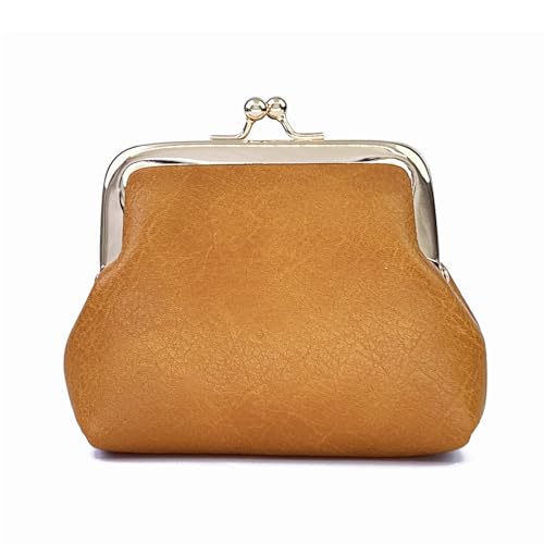 Lavogel Coin Purse, Kiss Lock Coin Purse for Women, Large Capacity Coin Pouch,Vintage Change Purse Cute Car Coin Holder for Women (1-Brown) - Image 1