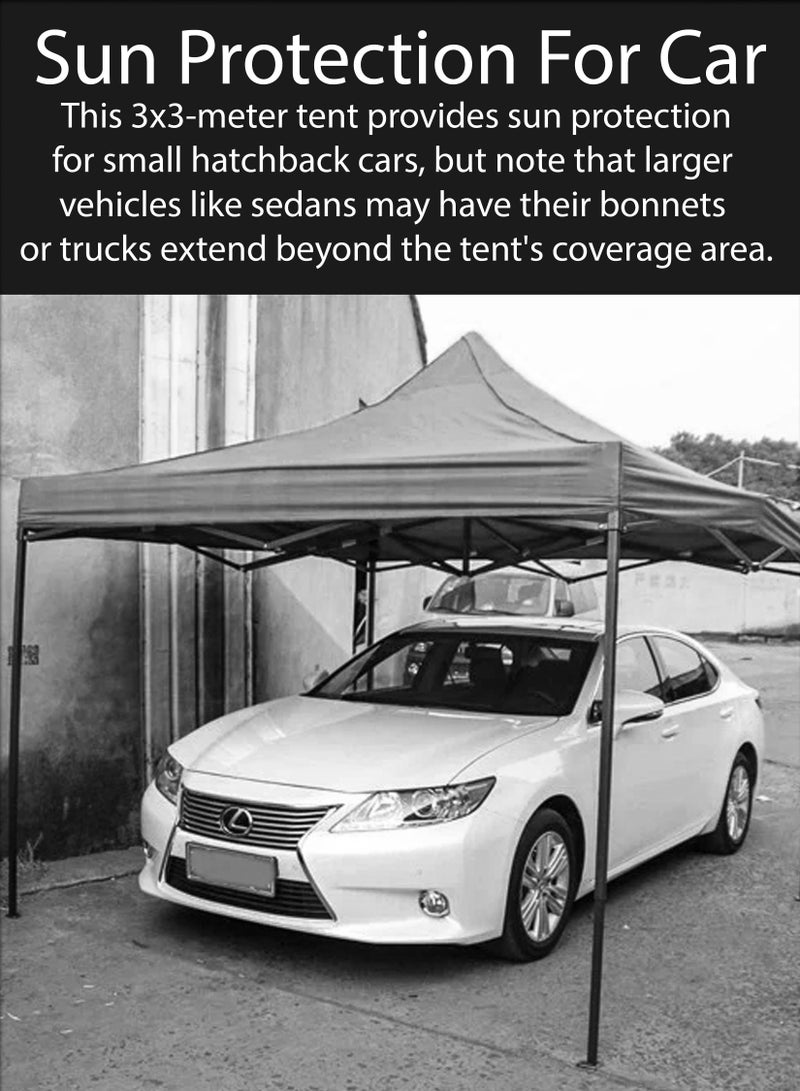 Ultimate 3x3m Steel Frame Outdoor Tent – Quick Setup, Waterproof Canopy for Events, Parties, Camping, UV Protection, Portable Shelter with Adjustable Height