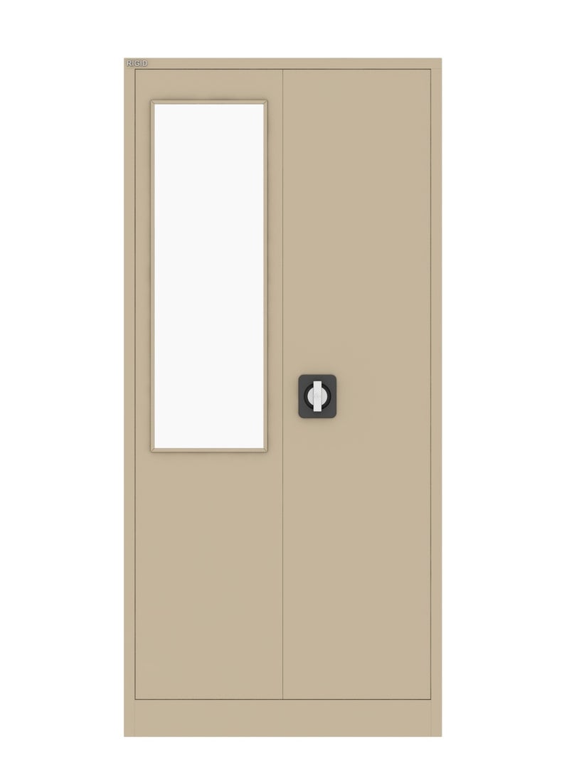 RIGID Steel Home Cupboard with Front Door Mirror BEIGE 180x90x45cm  - Image 2