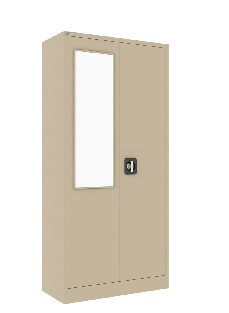 RIGID Steel Home Cupboard with Front Door Mirror BEIGE 180x90x45cm  - Image 3