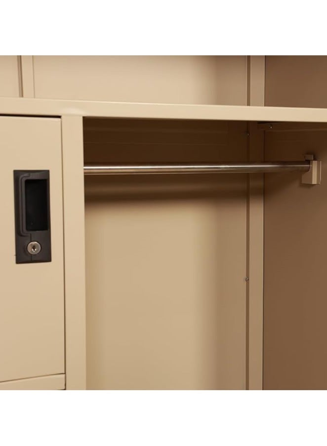 RIGID Steel Home Cupboard with Front Door Mirror BEIGE 180x90x45cm  - Image 5