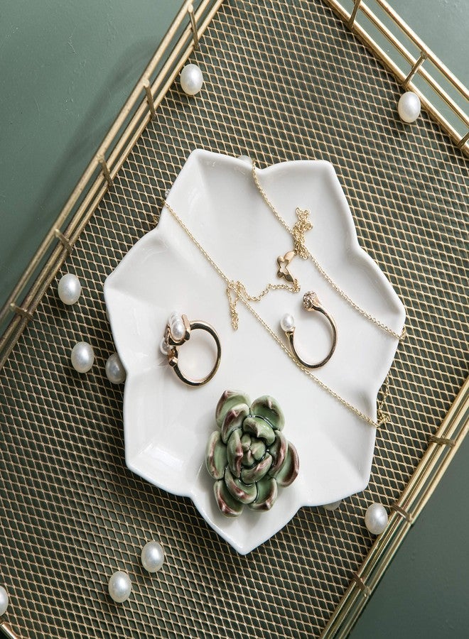 Kimdio Ring Holder Succulents Jewelry Dish Trinket Tray Necklace and Earring Holder for Women Home Decor Birthday Wedding Gift for Mom, Friend, Girlfriend - Image 3