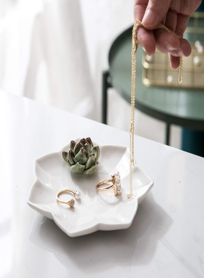 Kimdio Ring Holder Succulents Jewelry Dish Trinket Tray Necklace and Earring Holder for Women Home Decor Birthday Wedding Gift for Mom, Friend, Girlfriend - Image 5