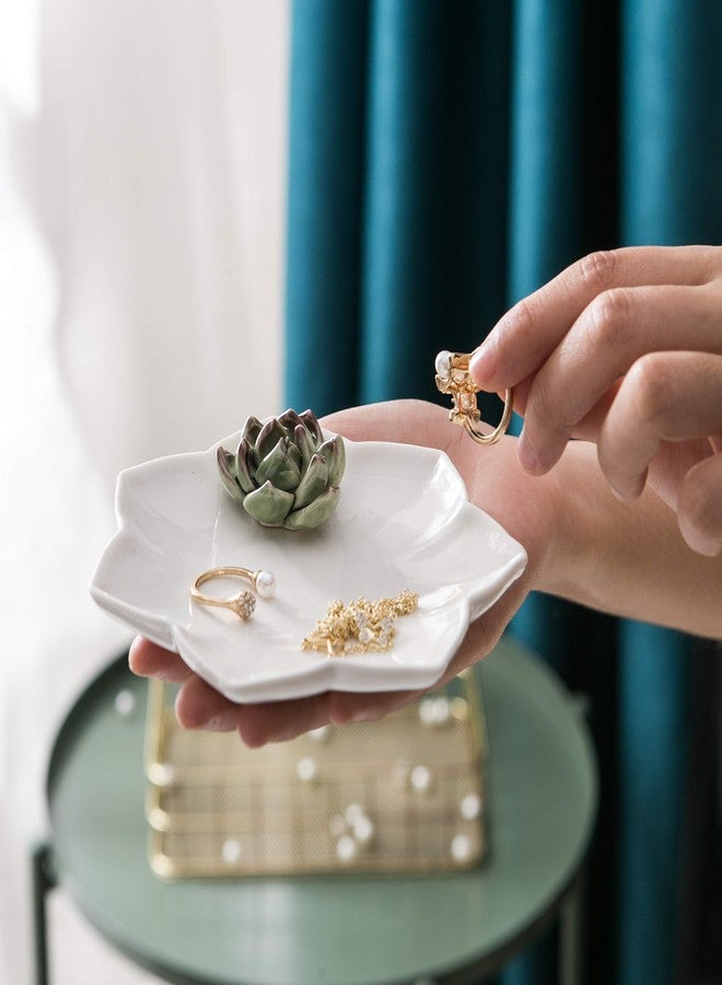 Kimdio Ring Holder Succulents Jewelry Dish Trinket Tray Necklace and Earring Holder for Women Home Decor Birthday Wedding Gift for Mom, Friend, Girlfriend - Image 4