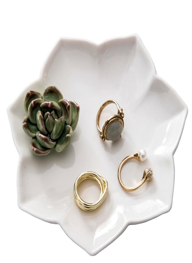 Kimdio Ring Holder Succulents Jewelry Dish Trinket Tray Necklace and Earring Holder for Women Home Decor Birthday Wedding Gift for Mom, Friend, Girlfriend - Image 1