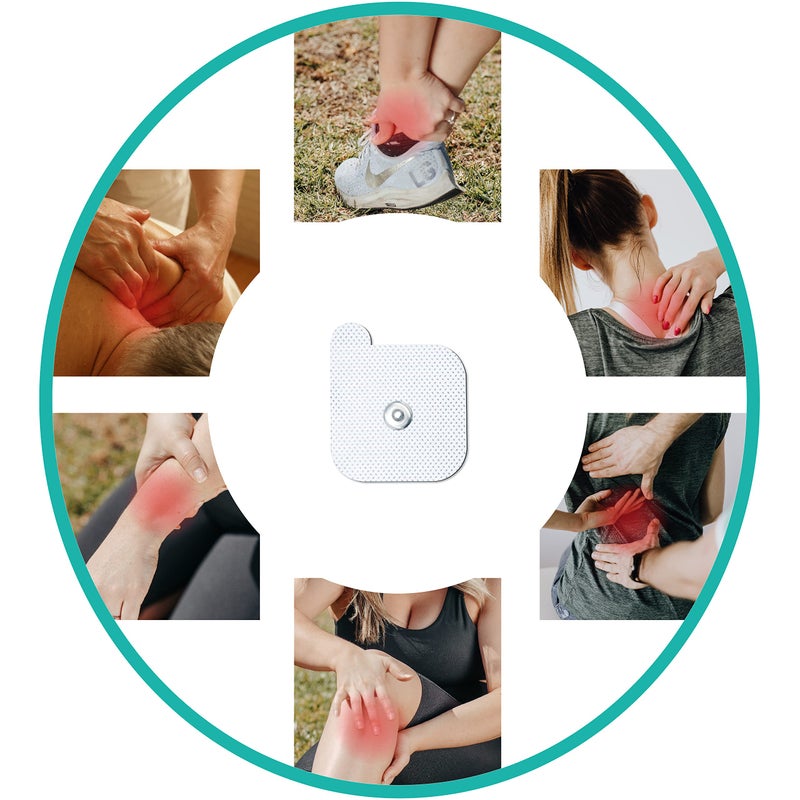 ReaJoy TENS Unit Replacement Pads, 40 PCS Adhesive Electrode, Reusable Replacement Electrodes, Compatible with Muscle Stimulator Machine of Most Brand, Standard 3.5 mm Snap-on Connector, 2" X 2" - Image 2