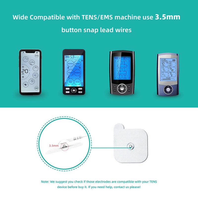 ReaJoy TENS Unit Replacement Pads, 40 PCS Adhesive Electrode, Reusable Replacement Electrodes, Compatible with Muscle Stimulator Machine of Most Brand, Standard 3.5 mm Snap-on Connector, 2" X 2" - Image 3