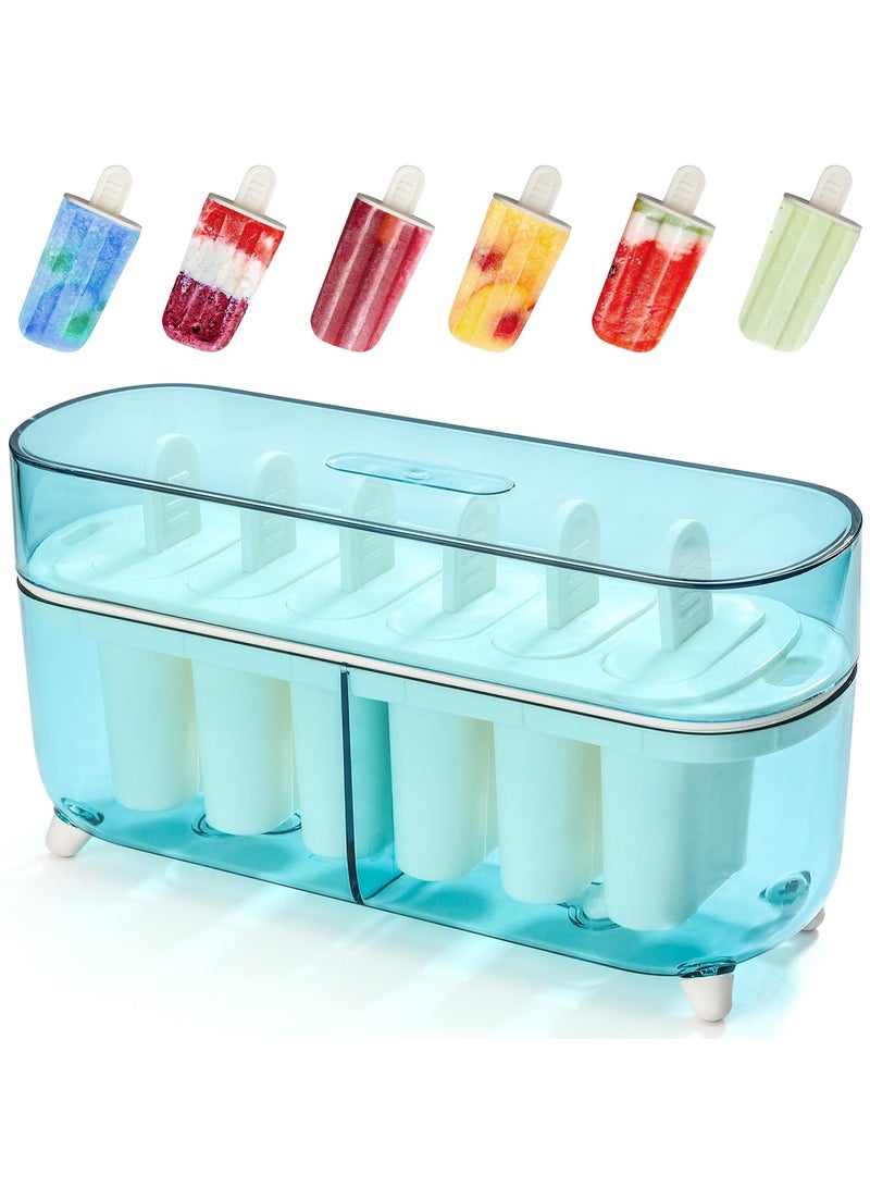SYOSI Ice Pop Mold, Reusable Ice Pop Mold, Homemade Popsicle Mold, 6 Easy Release Popsicle Mold, BPA-Free, Dishwasher-Safe - Image 1