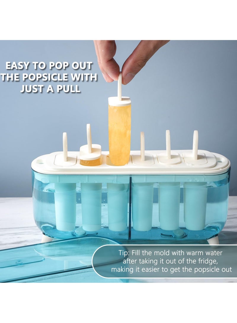 SYOSI Ice Pop Mold, Reusable Ice Pop Mold, Homemade Popsicle Mold, 6 Easy Release Popsicle Mold, BPA-Free, Dishwasher-Safe - Image 3